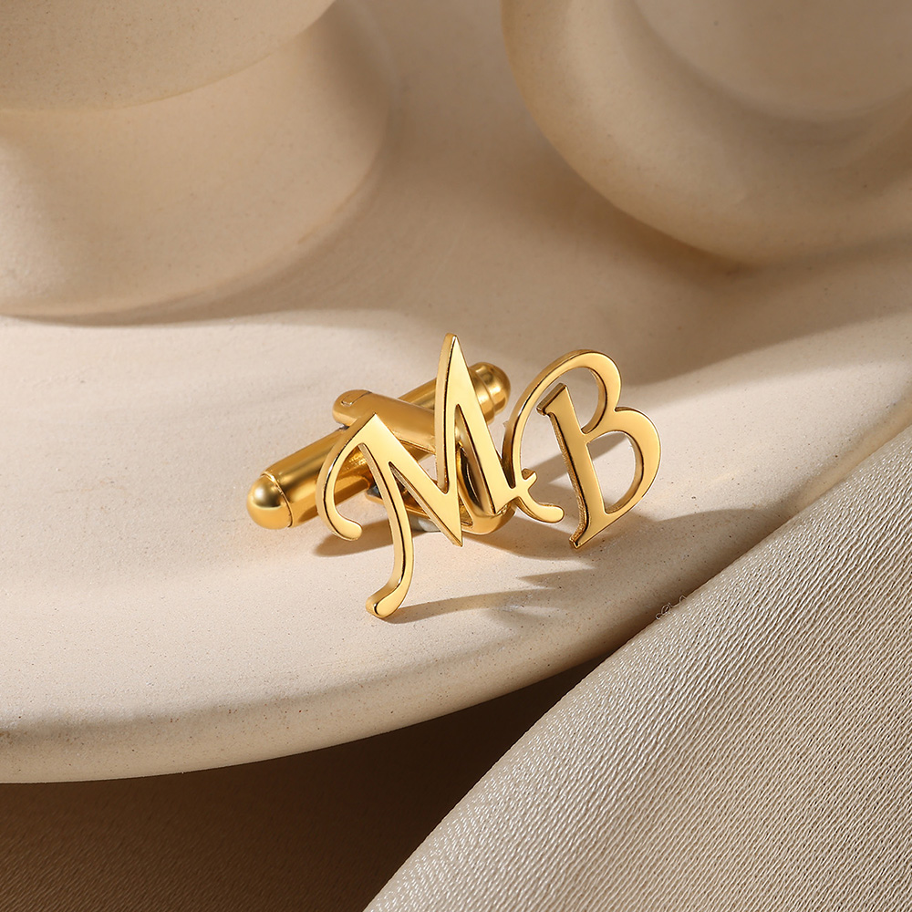 Men'S Grooming For Wedding - Customized Initial Letter Cufflinks For Men