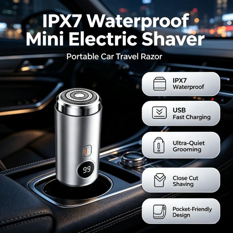 Men'S Grooming Razor Kit - IPX7 Waterproof Pocket Sized Electric Shaver